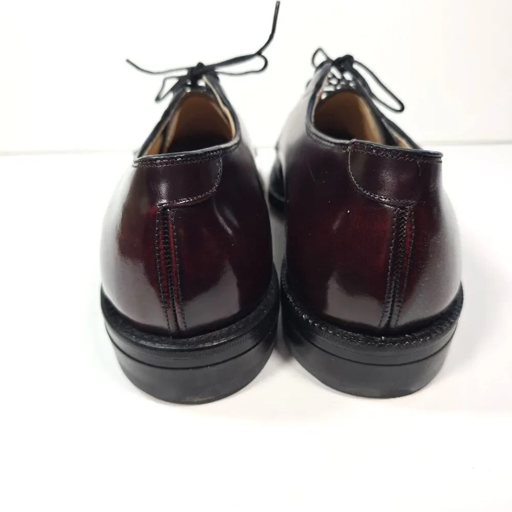 Johnston Murphy Men's 8.5 D Burgundy Leather Plain Toe Blucher Derby Dress Shoes